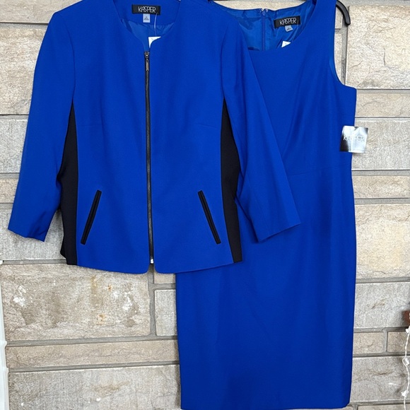 NWT Kasper Royal Blue and Black Women's Suit - Picture 1 of 16